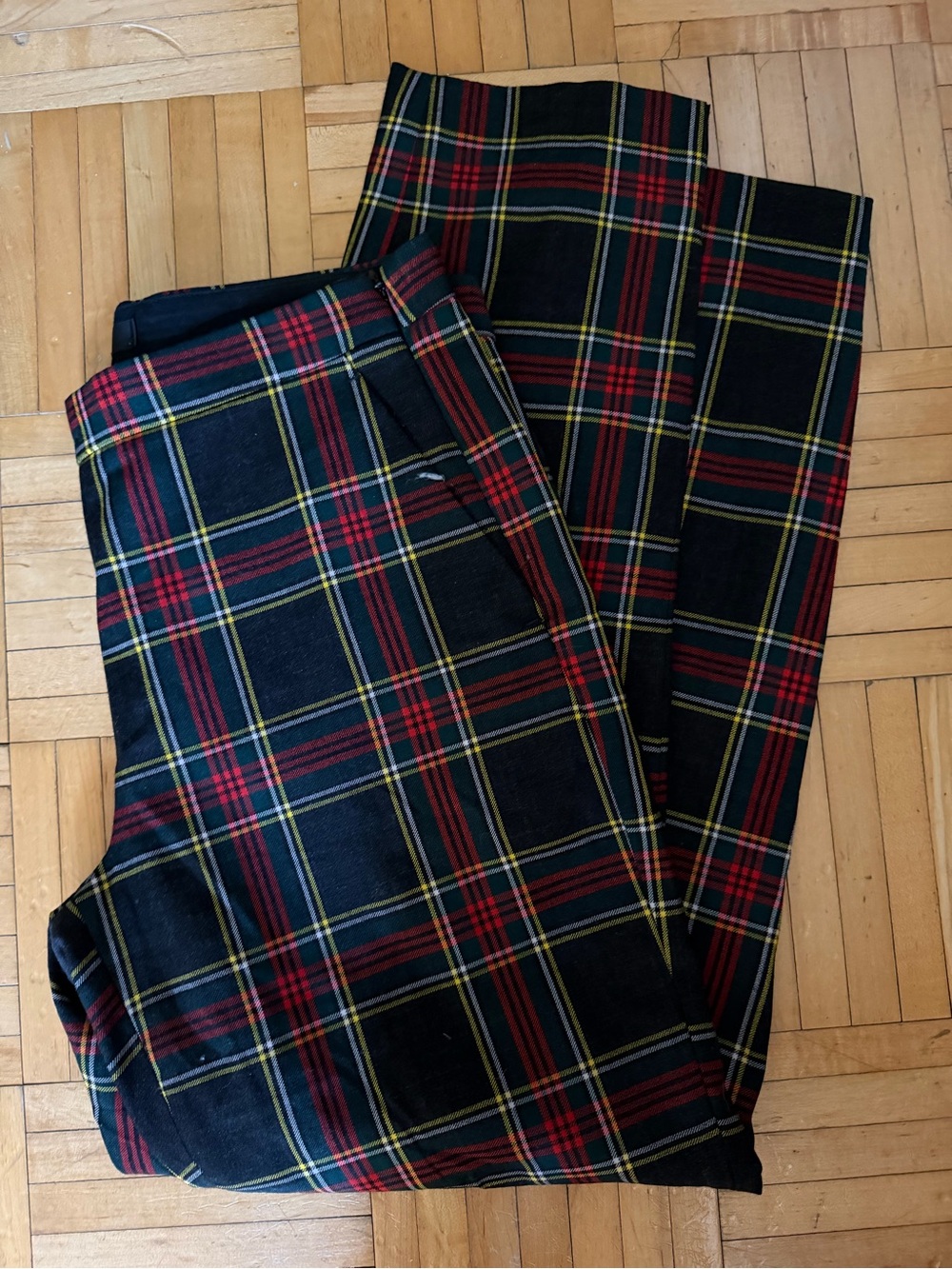 J. Crew Black Tartan Plaid Chinos with Red & Yellow Windowpane